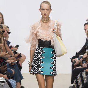 JW Anderson iconic runway teal black squiggle mini skirt